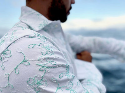 weighty green embroidered LS