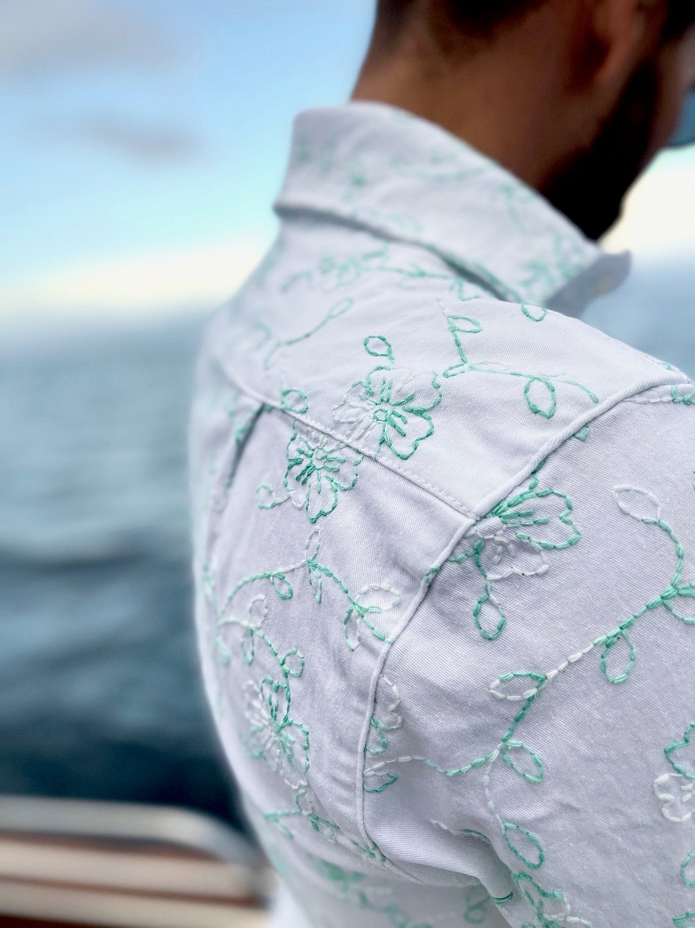 weighty green embroidered LS