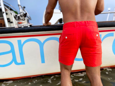 nantucket red linen short