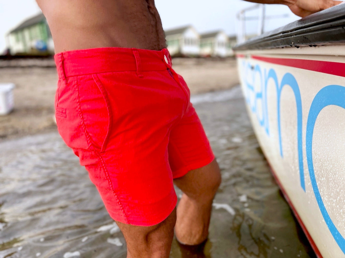 nantucket red linen short