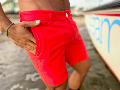 nantucket red linen short