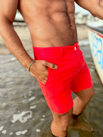 nantucket red linen short