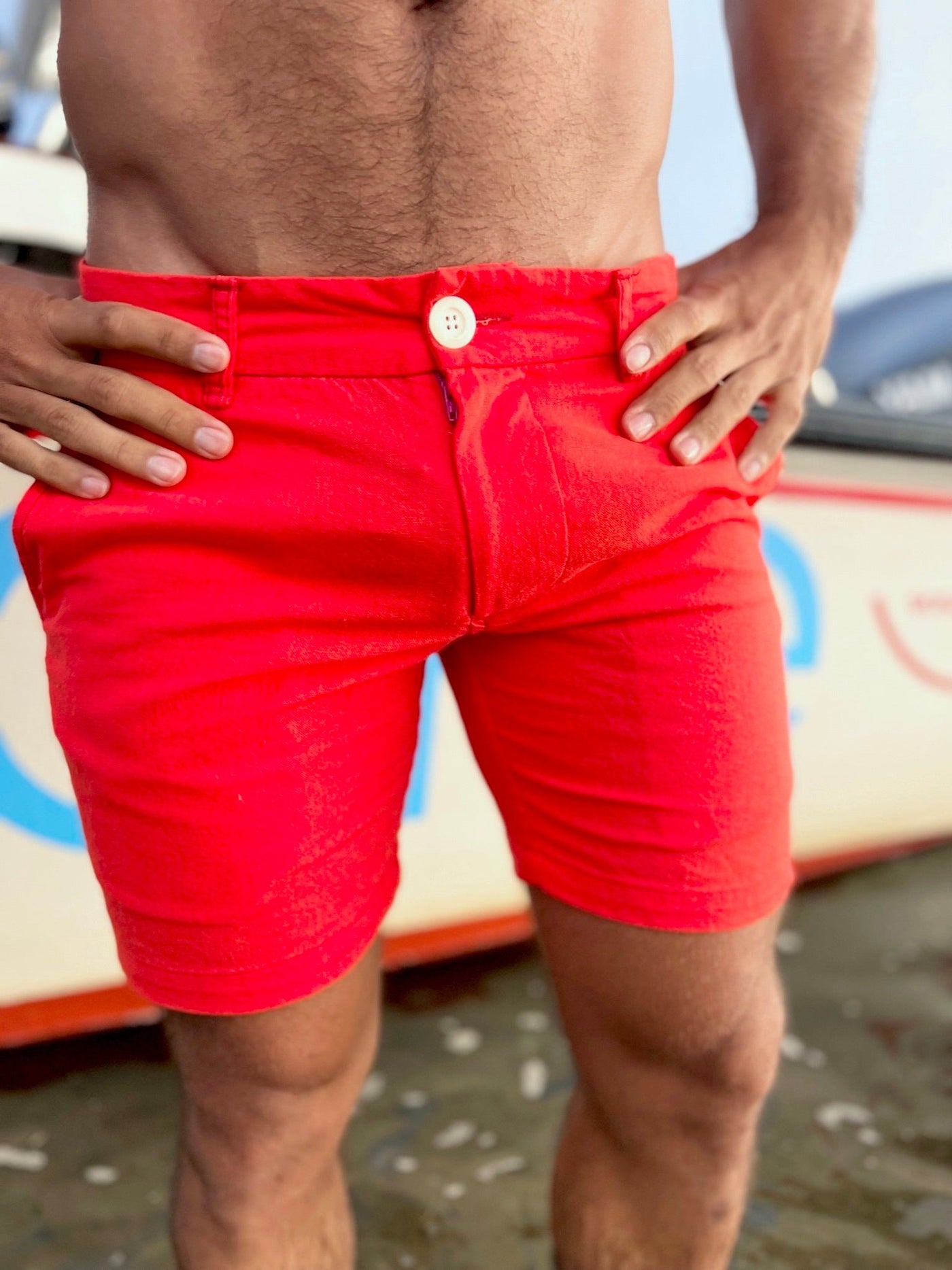 nantucket red linen short