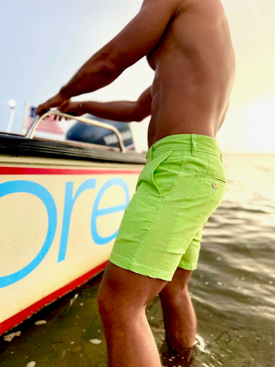 light lime linen short