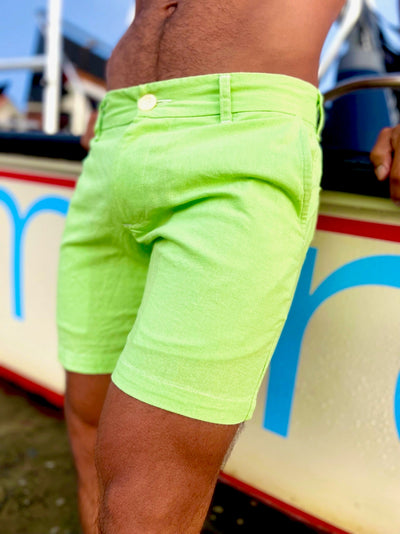 light lime linen short