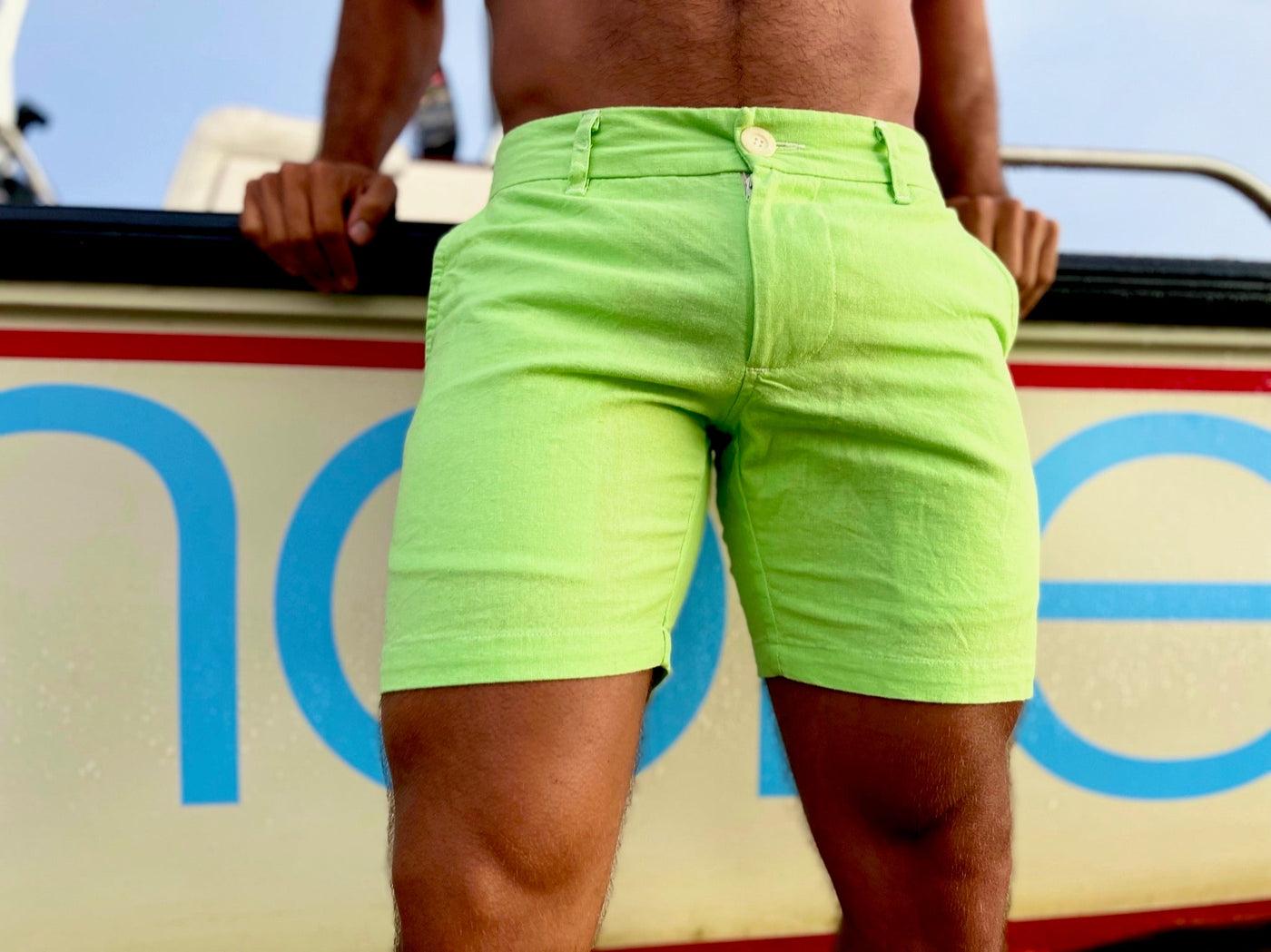 light lime linen short