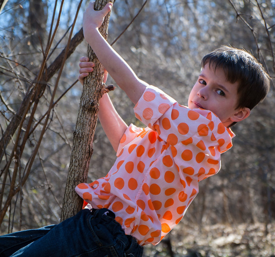 kids' tangerine polka