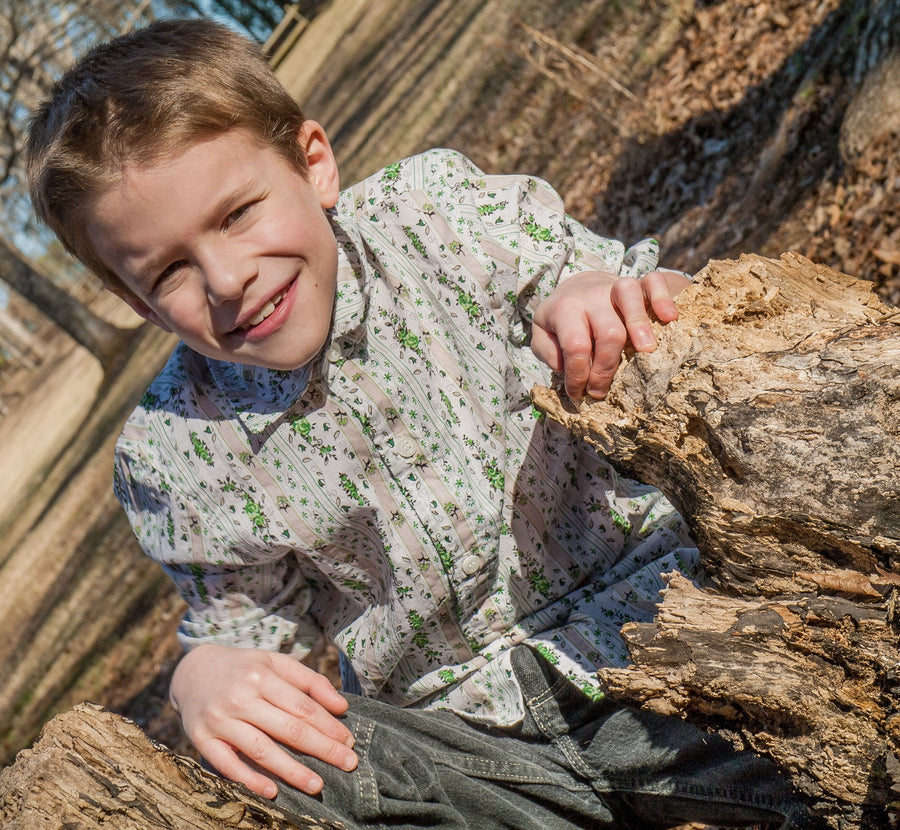 kids' green ditsy