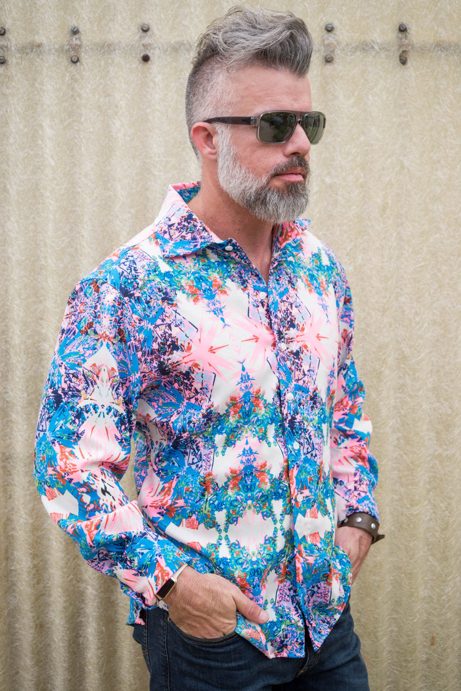 nick's floral crepe LS