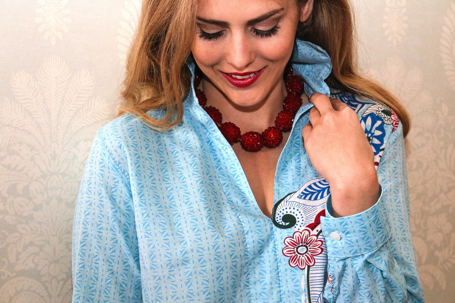 blue out of balance tunic