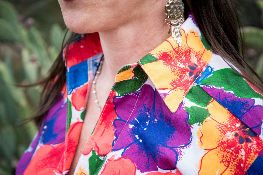 rays rough roses tunic
