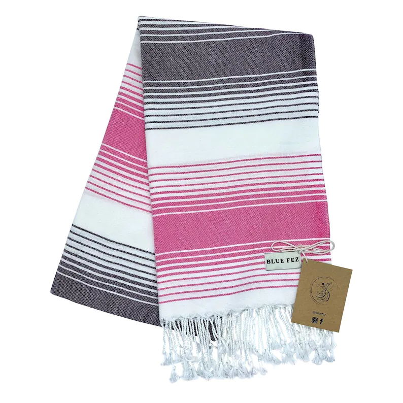 pink/navy turkish towel