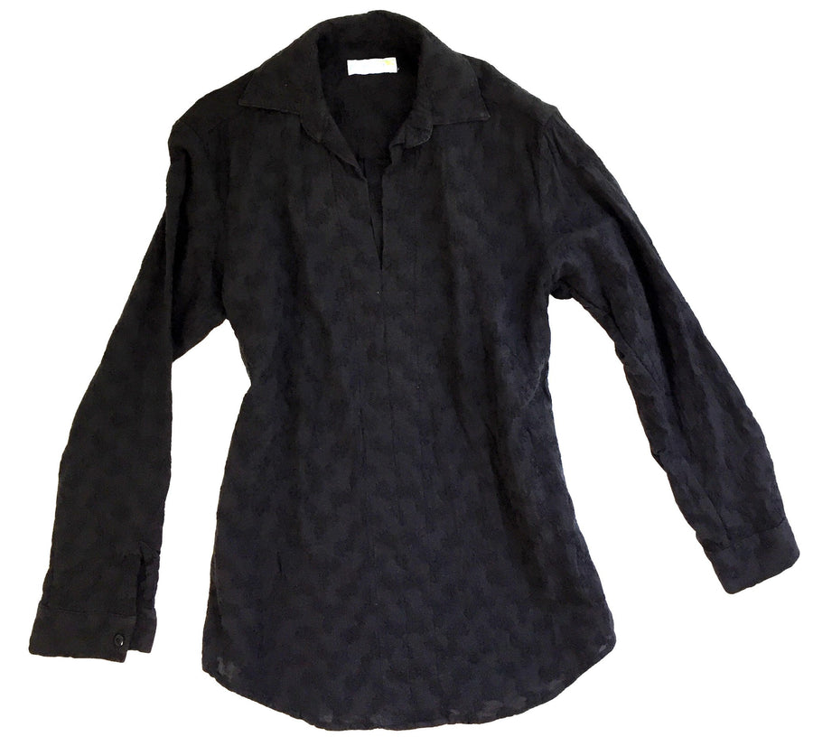 puffy black embroidered tunic