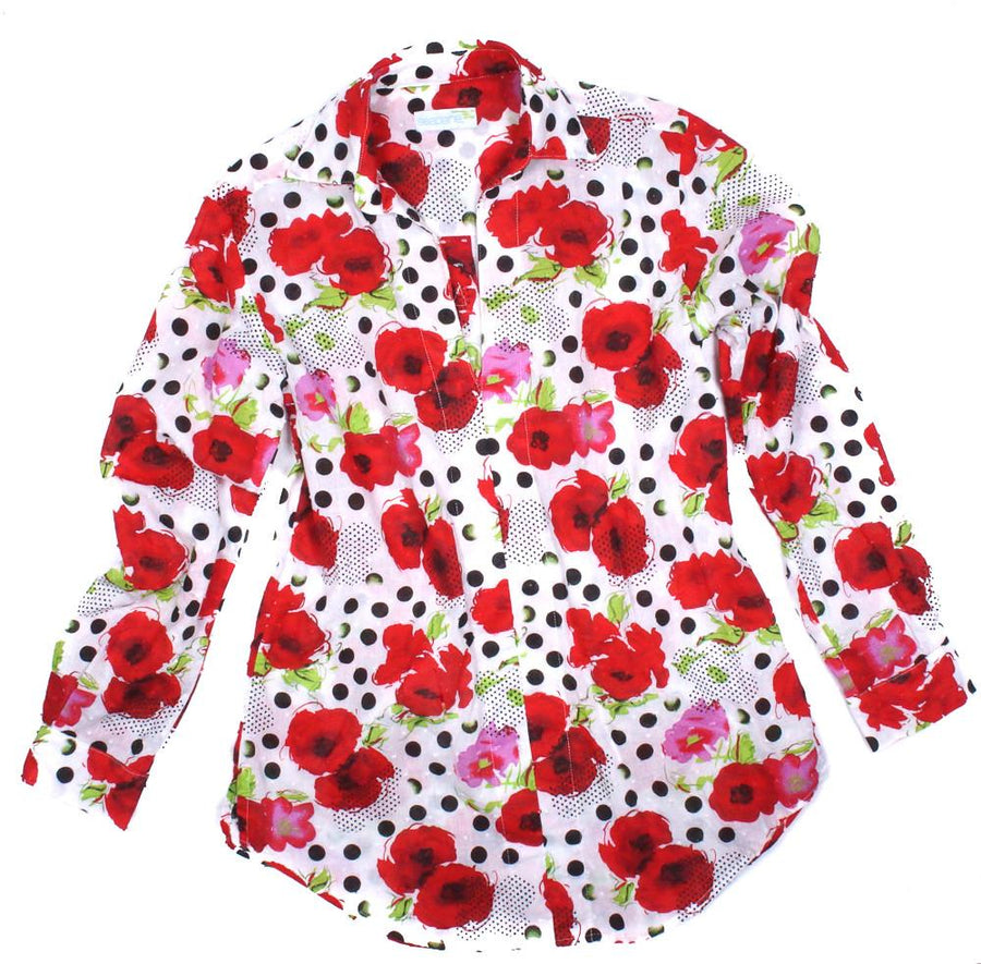 red polkaflowers tunic